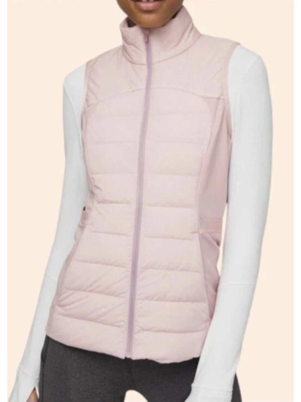 Lululemon Down For It All Vest 12 Misty Rose Goose Down Running Full Zip Pink